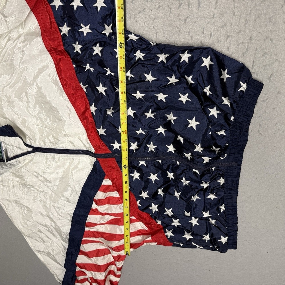 Vintage Solare Sporta Windbreaker Jacket American Flag Stars USA Mens XL Olympic - Picture 2 of 5